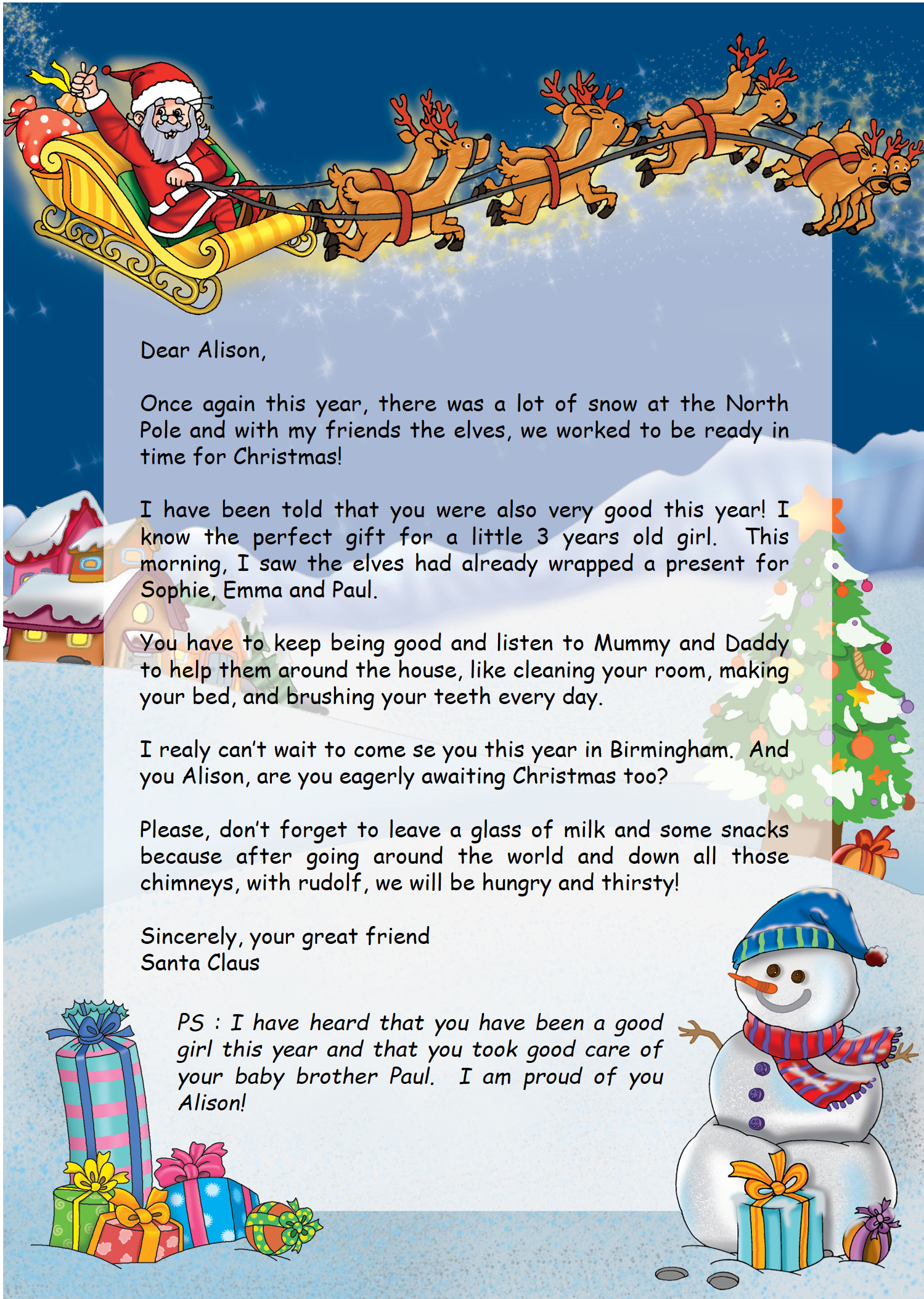 Christmas letter 1 Christmas letter